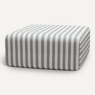 Pouf Modulable - Tissu Extérieur À Rayures, Blanc Et Gris Pouf Modulable - Tissu Extérieur À Rayures, Blanc Et Gris
