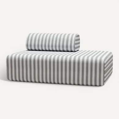 Canapé 2 Places Modulable - Tissu Extérieur À Rayures, Blanc Et Gris Canapé 2 Places Modulable - Tissu Extérieur À Rayures, Blanc Et Gris