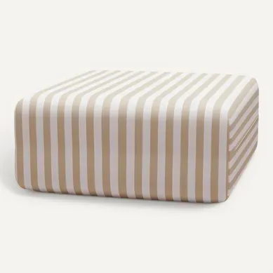 Pouf Modulable - Tissu Extérieur À Rayures, Blanc Et Beige Pouf Modulable - Tissu Extérieur À Rayures, Blanc Et Beige