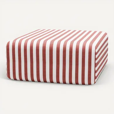 Pouf Modulable - Tissu Extérieur À Rayures, Blanc Et Rouge Pouf Modulable - Tissu Extérieur À Rayures, Blanc Et Rouge
