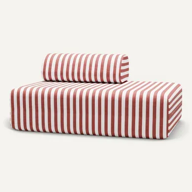 Canapé 2 Places Modulable - Tissu Extérieur À Rayures, Blanc Et Rouge Canapé 2 Places Modulable - Tissu Extérieur À Rayures, Blanc Et Rouge
