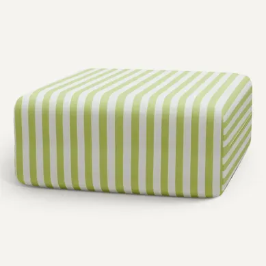 Pouf Modulable - Tissu Extérieur À Rayures, Blanc Et Vert Anis Pouf Modulable - Tissu Extérieur À Rayures, Blanc Et Vert Anis
