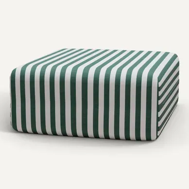 Pouf Modulable - Tissu Extérieur À Rayures, Blanc Et Vert Foncé Pouf Modulable - Tissu Extérieur À Rayures, Blanc Et Vert Foncé