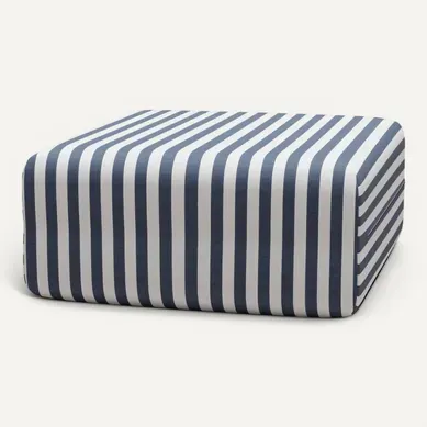 Pouf Modulable - Tissu Extérieur À Rayures, Blanc Et Bleu Foncé Pouf Modulable - Tissu Extérieur À Rayures, Blanc Et Bleu Foncé