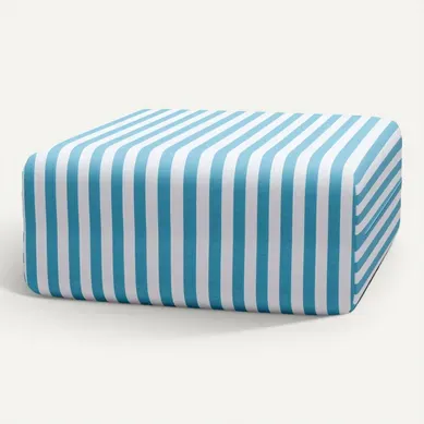 Pouf Modulable - Tissu Extérieur À Rayures, Blanc Et Bleu Pouf Modulable - Tissu Extérieur À Rayures, Blanc Et Bleu