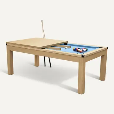 Table De Billard Convertible Bois Clair Tapis Bleu Clair - Eddie Table De Billard Convertible Bois Clair Tapis Bleu Clair - Eddie