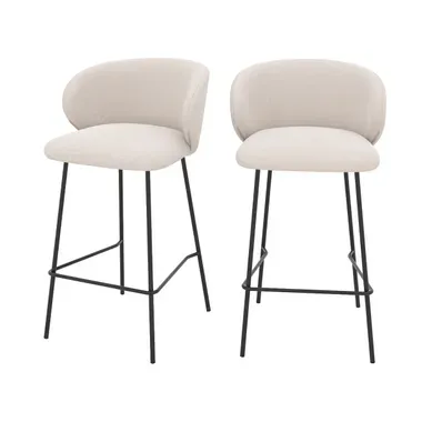 Lot De 2 Chaises Pour Îlot Central En Tissu Beige 67 Cm - Victoria