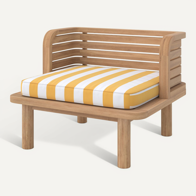 Fauteuil De Jardin En Teck Massif Et Coussin Rayé Jaune - Kilda Fauteuil De Jardin En Teck Massif Et Coussin Rayé Jaune - Kilda