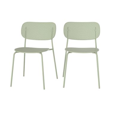 Lot De 2 Chaises De Jardin Empilables En Plastique Vert Pastel - Géa Lot De 2 Chaises De Jardin Empilables En Plastique Vert Pastel - Géa