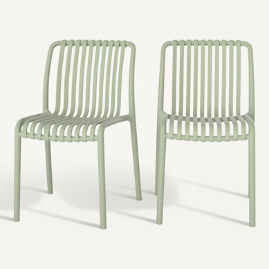 Lot De 2 Chaises De Jardin Empilables En Plastique Vert Pastel - Duli Lot De 2 Chaises De Jardin Empilables En Plastique Vert Pastel - Duli