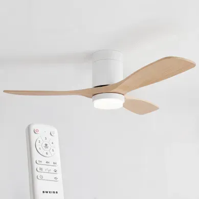 FLOW22 - Ventilateur De Plafond Avec LED, 6 Vitesses, Bois Clair FLOW22 - Ventilateur De Plafond Avec LED, 6 Vitesses, Bois Clair