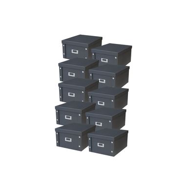 Lot De 10 Boîtes De Rangement En Carton Noir 28 X 35 X 18 Cm