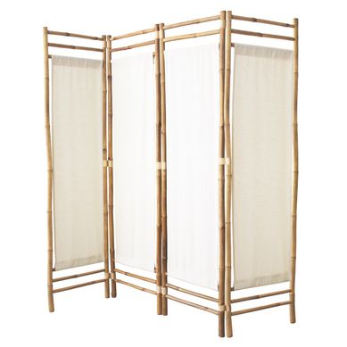 Paravent D'intérieur 4 Panneaux En Tissu Blanc Et Bambou 160 X 160 Cm Paravent D'intérieur 4 Panneaux En Tissu Blanc Et Bambou 160 X 160 Cm