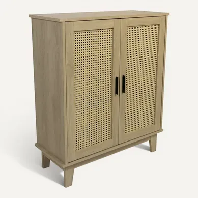 Commode 2 Portes Et 3 étagères Cannage Bois Naturel 80 X 34 X 96 Cm Commode 2 Portes Et 3 étagères Cannage Bois Naturel 80 X 34 X 96 Cm