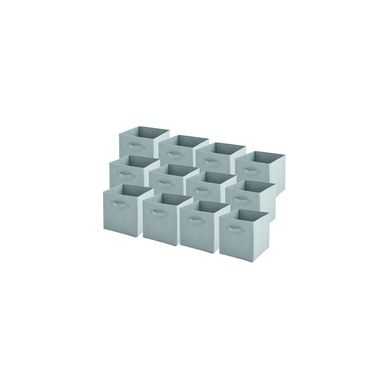 Lot De 12 Paniers Pliables En Tissu Vert Sauge 27 X 27 X 27 Cm