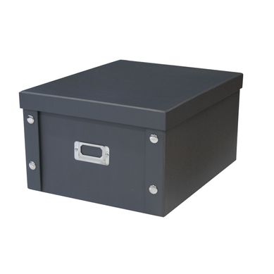 Boîte De Rangement En Carton Noir Avec Couvercle Gris 35 X 28 X 18 Cm