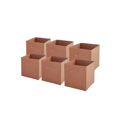Lot De 6 Paniers Pliables En Tissu Terracotta 31 X 31 X 31 Cm