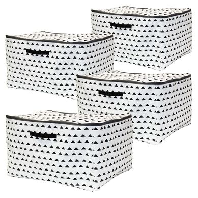 Lot 4 Housses De Rangement Polycoton Motif Hills 54,5 X 43,5 X 32,5 Cm