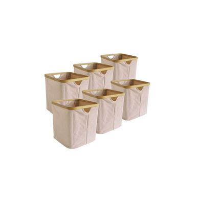 Lot De 6 Paniers De Rangement Hyppolite En Tissu Rose 30 X 30 X 30 Cm