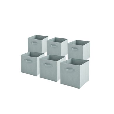 Lot De 6 Paniers Pliables En Tissu Vert Sauge 27 X 27 X 27 Cm