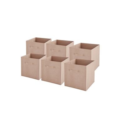 Lot De 6 Paniers Pliables En Tissu Rose 27 X 27 X 27 Cm