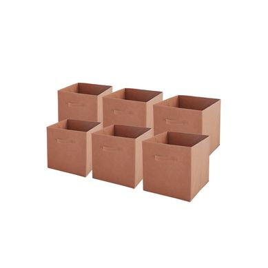 Lot De 6 Paniers Pliables En Tissu Terracotta 27 X 27 X 27 Cm