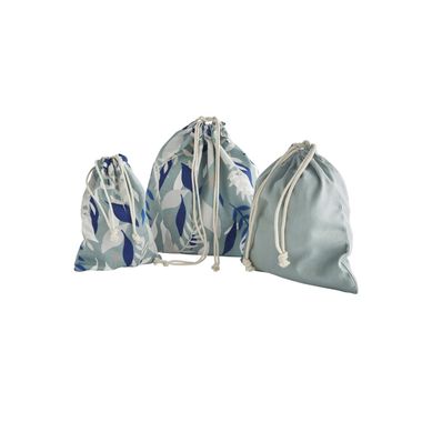 Lot 3 Pochons June En Tissu Vert Sauge