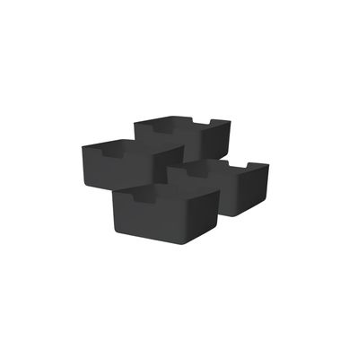 Lot 4 Bacs En Plastique Noir 31 X 31 X 15 Cm