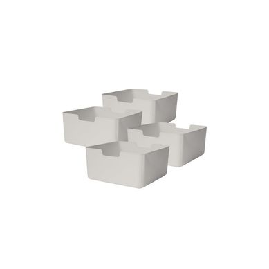 Lot 4 Bacs En Plastique Blanc Cassé 31 X 31 X 15 Cm