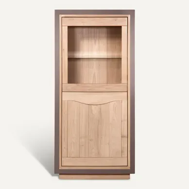 Vitrine 2 Portes 75 Cm De Large, En Merisier Massif Blanchi Vitrine 2 Portes 75 Cm De Large, En Merisier Massif Blanchi