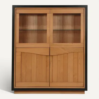 Vitrine 4 Portes 136 Cm De Large, En Merisier Massif Fumé Vitrine 4 Portes 136 Cm De Large, En Merisier Massif Fumé