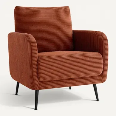 Fauteuil Design Emma Velours Côtelé Terracotta Fauteuil Design Emma Velours Côtelé Terracotta