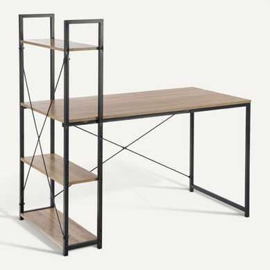 Bureau Avec étagères Style Chêne Et Acier Noir Loggia Bureau Avec étagères Style Chêne Et Acier Noir Loggia