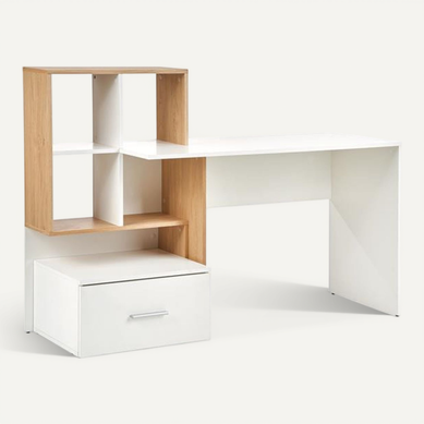 Bureau Blanc Et Aspect Chêne Avec Grand Tiroir Et étagères Stand Bureau Blanc Et Aspect Chêne Avec Grand Tiroir Et étagères Stand