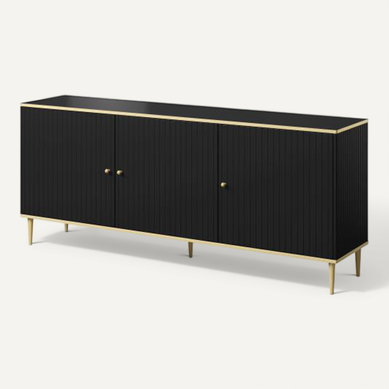 Buffet Design Noir Mat Et Pieds Or 180 Cm Soal Buffet Design Noir Mat Et Pieds Or 180 Cm Soal