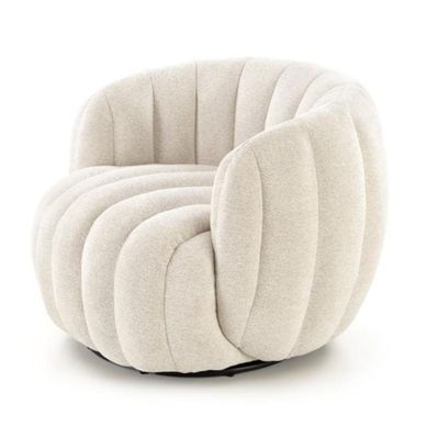 Fauteuil Pivotant Rond En Tissu Crème Hilsy Fauteuil Pivotant Rond En Tissu Crème Hilsy