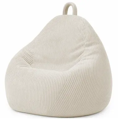 Pouf Poire Déhoussable Velours Côtelé - 120x100 Cm Beige Pouf Poire Déhoussable Velours Côtelé - 120x100 Cm Beige