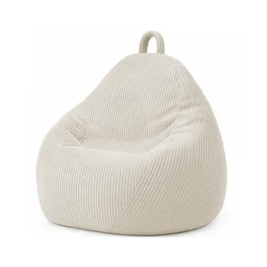 Pouf Poire Déhoussable Velours Côtelé - 80x70 Cm Beige Pouf Poire Déhoussable Velours Côtelé - 80x70 Cm Beige