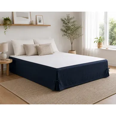 Cache-sommier 160 X 200 Cm Double Gaze De Coton Gaïa Marine – Qualité Haut De Gamme Cache-sommier 160 X 200 Cm Double Gaze De Coton Gaïa Marine – Qualité Haut De Gamme