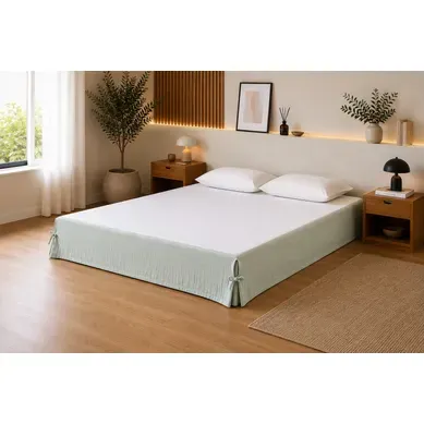 Cache-sommier 160 X 200 Cm Double Gaze De Coton Gaïa Vert D'eau – Qualité Haut De Gamme Cache-sommier 160 X 200 Cm Double Gaze De Coton Gaïa Vert D'eau – Qualité Haut De Gamme