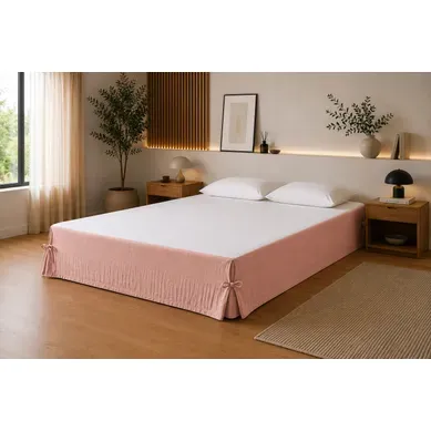 Cache-sommier 160 X 200 Cm Double Gaze De Coton Gaïa Rose Pêche – Qualité Haut De Gamme Cache-sommier 160 X 200 Cm Double Gaze De Coton Gaïa Rose Pêche – Qualité Haut De Gamme