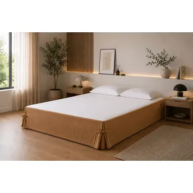 Cache-sommier 160 X 200 Cm Double Gaze De Coton Gaïa Camel – Qualité Haut De Gamme Cache-sommier 160 X 200 Cm Double Gaze De Coton Gaïa Camel – Qualité Haut De Gamme