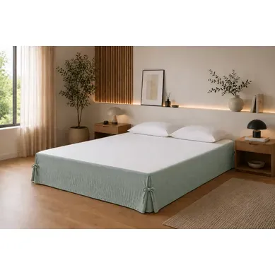Cache-sommier 160 X 200 Cm Double Gaze De Coton Gaïa Eucalyptus – Qualité Haut De Gamme Cache-sommier 160 X 200 Cm Double Gaze De Coton Gaïa Eucalyptus – Qualité Haut De Gamme