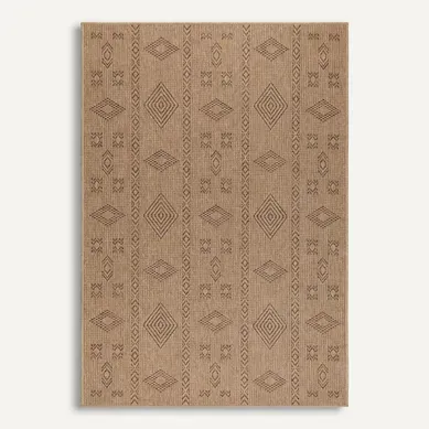 Tapis De Salon Aspect Jute Naturelle Beige Et Noir 280x370cm
