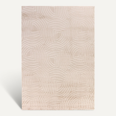 Tapis Meduse Laineux à Motif En Relief Beige 280x370cm