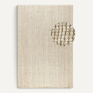Tapis 190x280cm Jute Bouclé Jaipur Blanc Ivoire