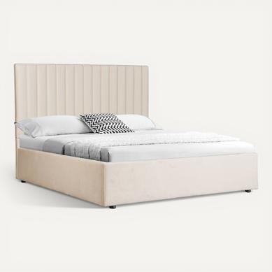 Lit Avec Coffre "mia" - 160 X 200 Cm - Beige Lit Avec Coffre "mia" - 160 X 200 Cm - Beige