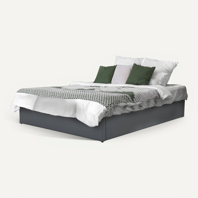 Lit Double En Pvc Avec Coffre "ava" - 140 X 190 Cm - Gris
