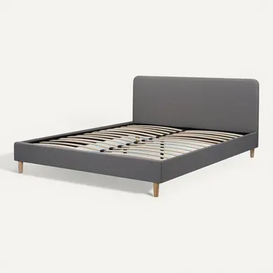 Lit Double En Tissu "louise" - 140 X 190 Cm - Gris Lit Double En Tissu "louise" - 140 X 190 Cm - Gris