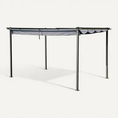 Pergola En Métal Avec Toit Rétractable - 3 X 4 M - Gris Anthracite Pergola En Métal Avec Toit Rétractable - 3 X 4 M - Gris Anthracite